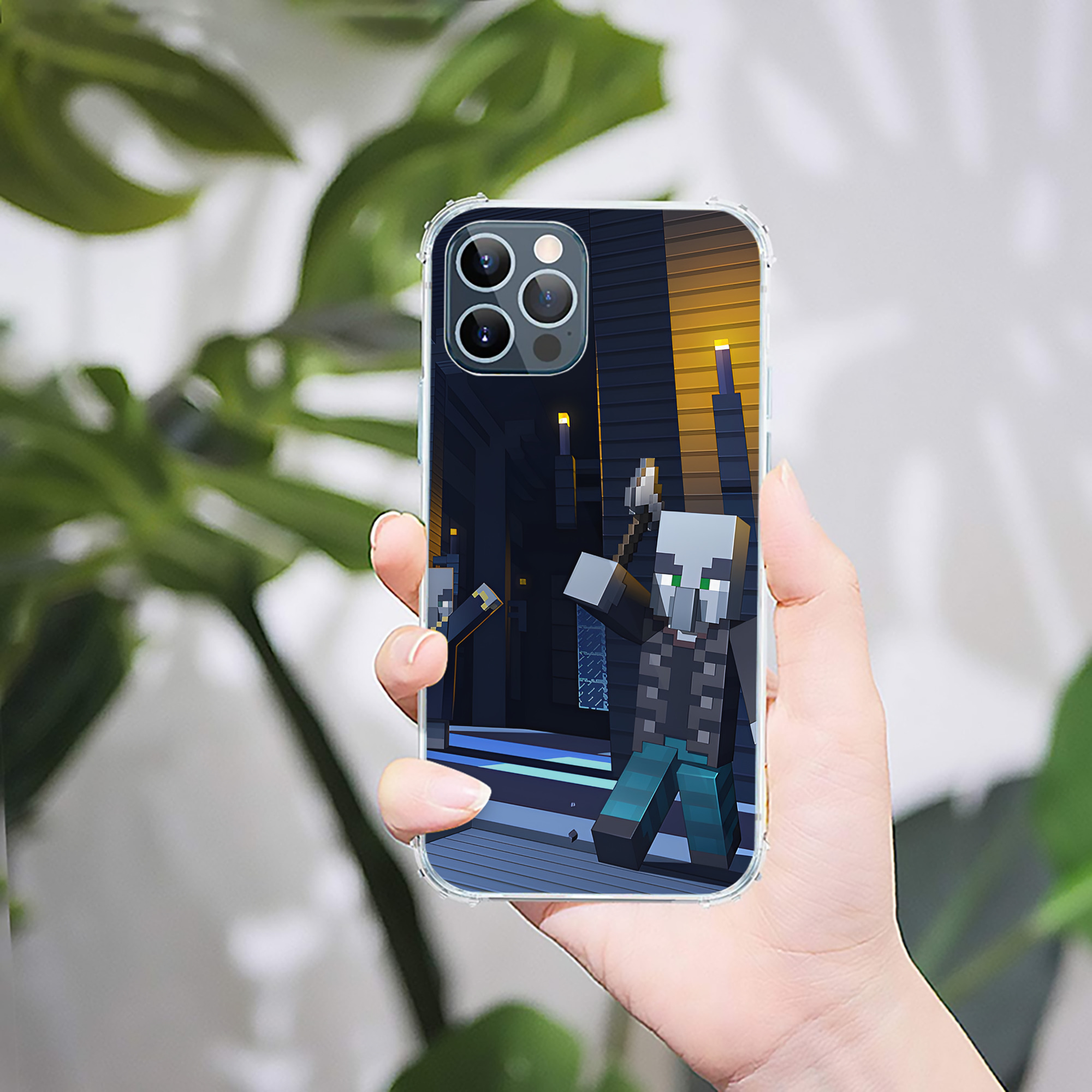 （画像用） マインクラフト ブロックの世界 Minecraft MC Block world 【iPhone 12シリーズ対応】透明スマホケース（クリアソフトケース）